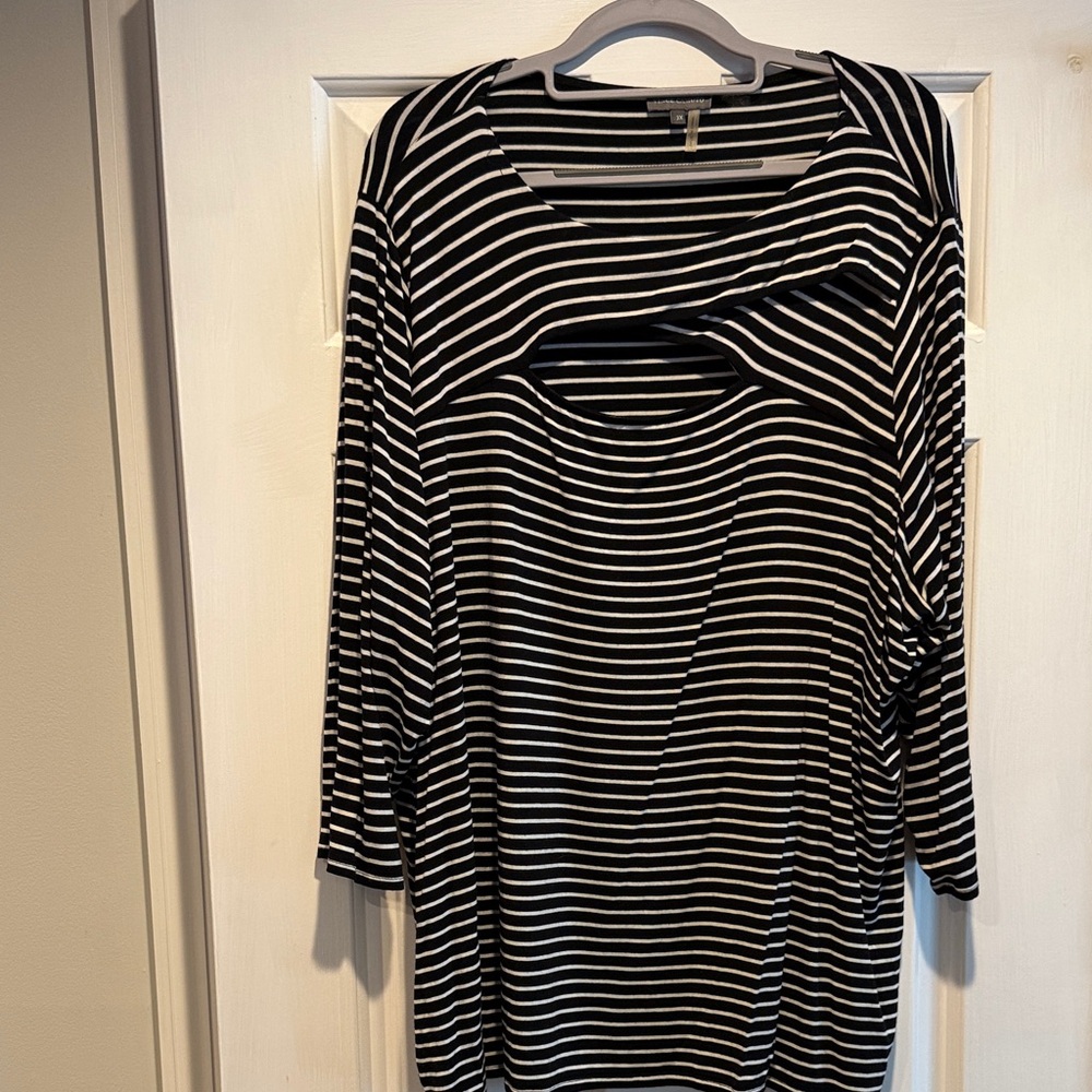 Vince Camuto Black and White Striped Top